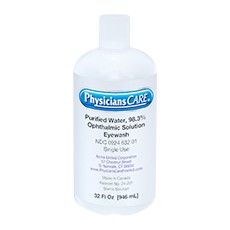 Refill Bottle for Emergency Eye Wash Station, Sterile, 32 oz