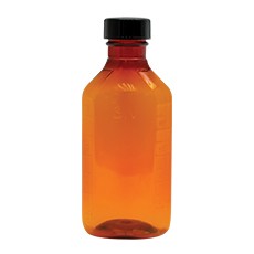 Plastic Oval Bottle with Screw Cap, Amber, 24-400, 4 oz/120 mL