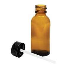 Boston Round Glass Bottle with Applicator Rod, Amber, 20-400, 1 oz/30 mL