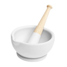 Mortar and Pestle, Porcelain, Wedgewood with Wooden Handle, 1140 mL, 38.5 oz