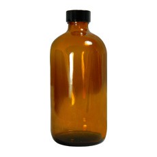 Boston Round Glass Bottle with Screw Cap, Amber, 33-430, 33 oz/1000 mL