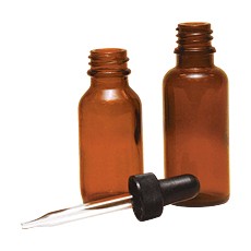 Boston Round Glass Bottle with Dropper, Amber, 20-400, 2 oz/60 mL
