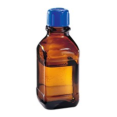 Boston Square Glass Bottle with Screw Cap, Amber, 33 oz/1000 mL, 45 mm
